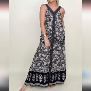 Davi & Dani Floral Button-Down Maxi Dress - Size S
